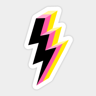 Electric Pink, Yellow and Black Lightning Sticker